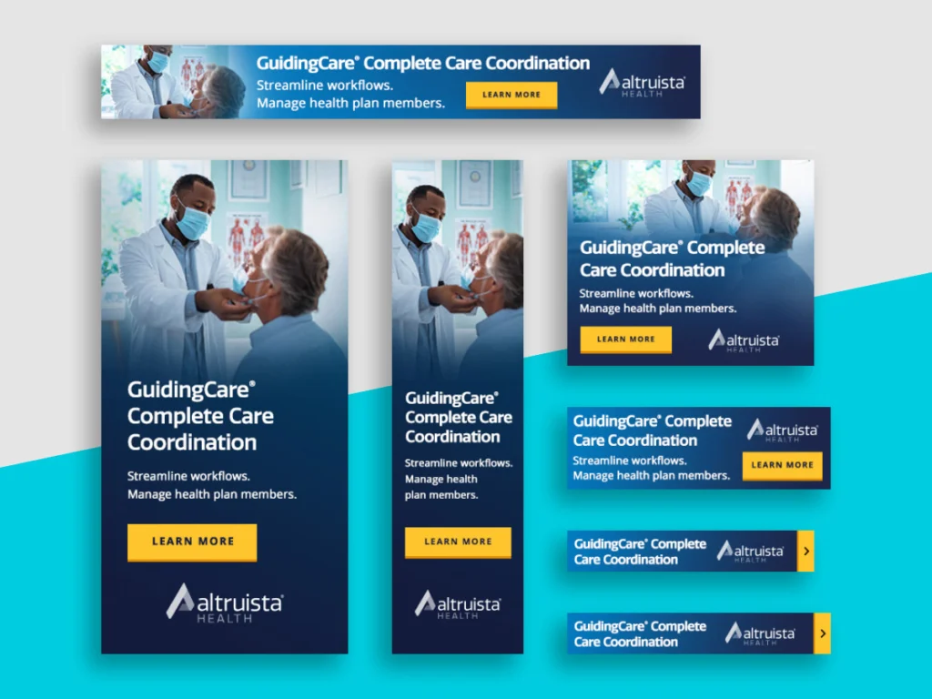 various display ad designs for a health care business.