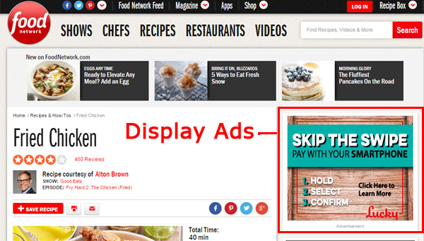 an example of a google display ad on the Food Network website.